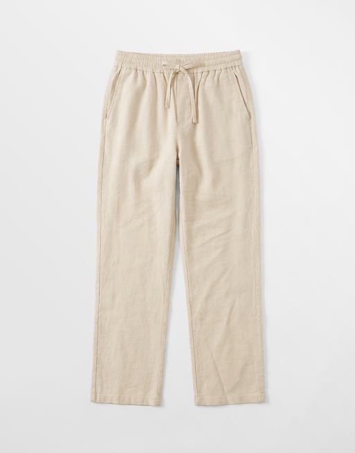 ONLY & SONS - Pantaloni ampi beige in misto lino, 6 di 7