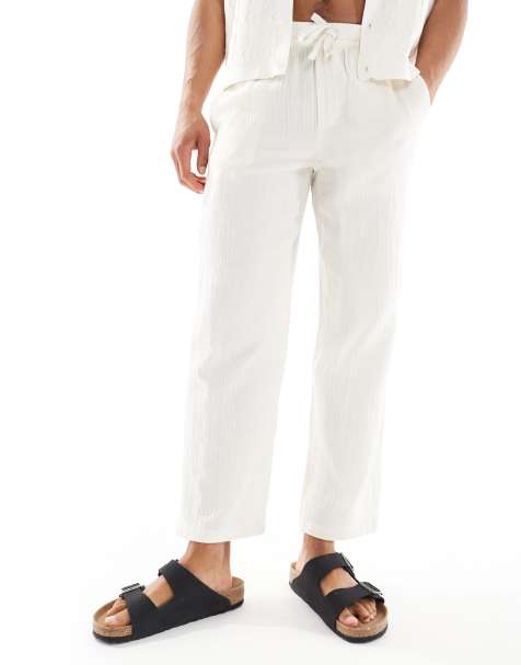 ONLY & SONS - Pantaloni ampi in mussola crema in coordinato - view 1