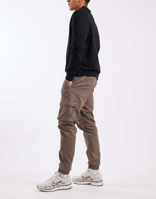 ONLY & SONS - Pantaloni cargo affusolati marrone chiaro con polsino sul fondo, 3 di 5