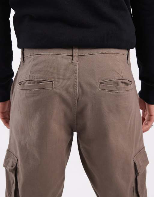 ONLY & SONS - Pantaloni cargo affusolati marrone chiaro con polsino sul fondo, 5 di 5
