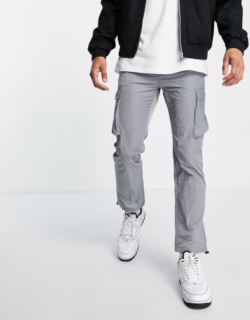 Only & Sons - Pantaloni cargo in nylon con cintura grigio chiaro, 2 di 4