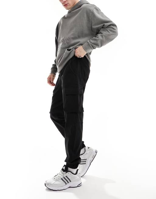Only & Sons - Pantaloni cargo neri con fondo elasticizzato