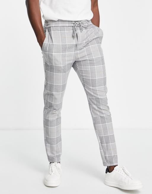 Only & Sons - Pantaloni eleganti slim affusolati, colore grigio a quadri