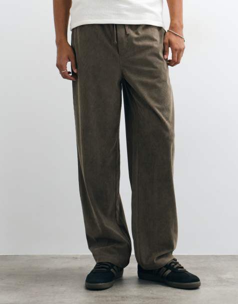 ONLY & SONS pantaloni in corda loose fit sfumati color kaki chiaro marrone - view 1