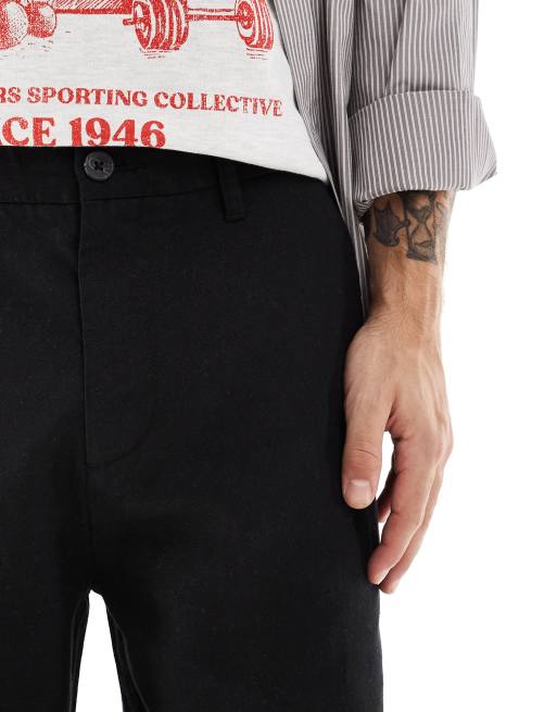 ONLY & SONS - Pantaloni larghi in lino neri, 4 di 5