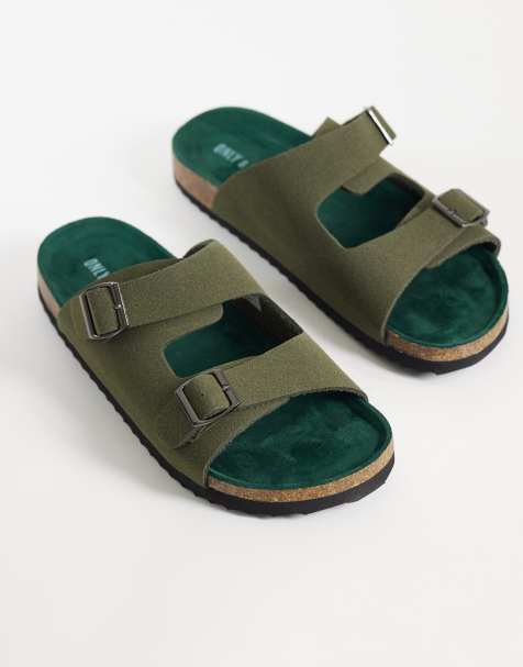 ONLY & SONS – Pantoletten aus Wildlederimitat in Khaki - view 1
