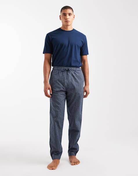ONLY & SONS pants & t-shirt pyjama set in navy & white - view 1