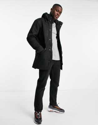 Only & Sons wax parka in black - ASOS Price Checker