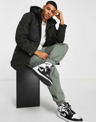 Only & Sons wax parka jacket in dark green - ASOS Price Checker