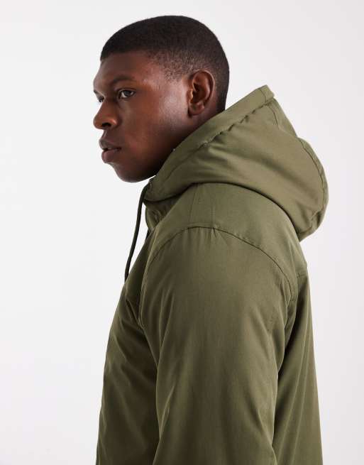 Only & Sons - Parka con cappuccio foderato in pile borg kaki, 4 di 5