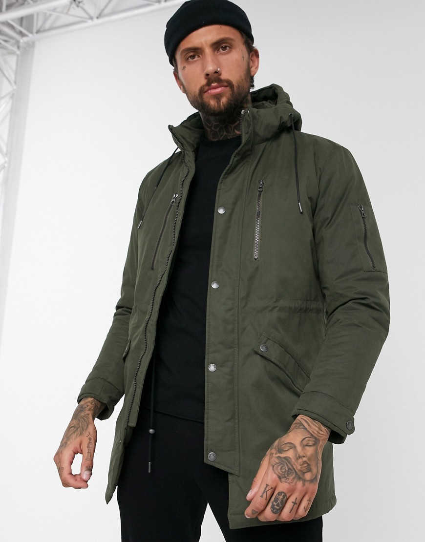 Only & Sons - Parka con zip verde
