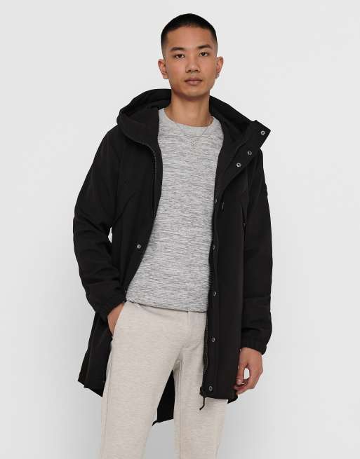 Only & Sons - Parka impermeabile leggero, colore nero