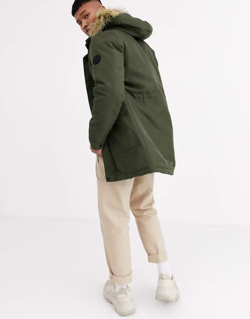 Only & sons parka best sale with fleece lined hood