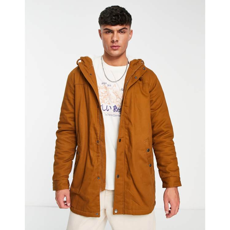 Only & sons parka with fleece store lined hood