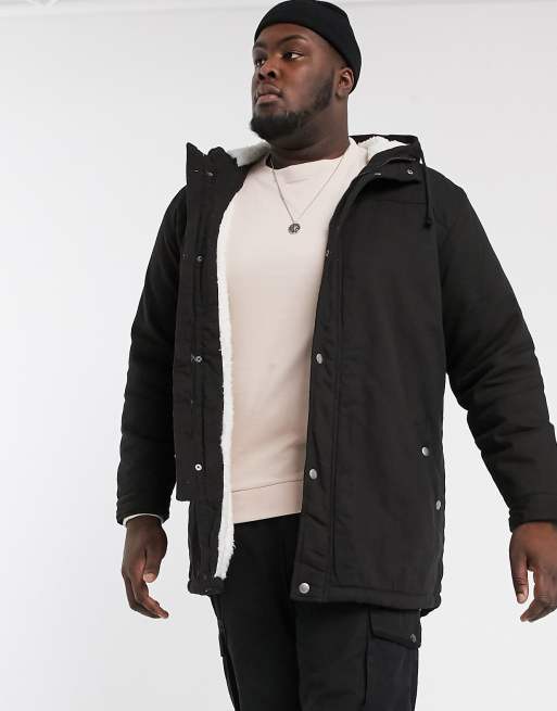 Only & sons parka with fleece lined hood on sale