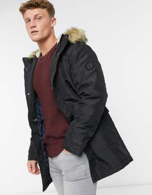 parka with faux fur lining and hood