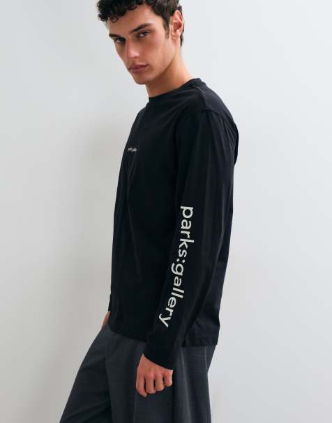ONLY & SONS Parks Gallery print relaxed long sleeve t-shirt in black - view 1