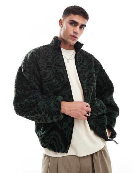 Only & Sons - Pile verde scuro con stampa cachemire e chiusura zip - view 1