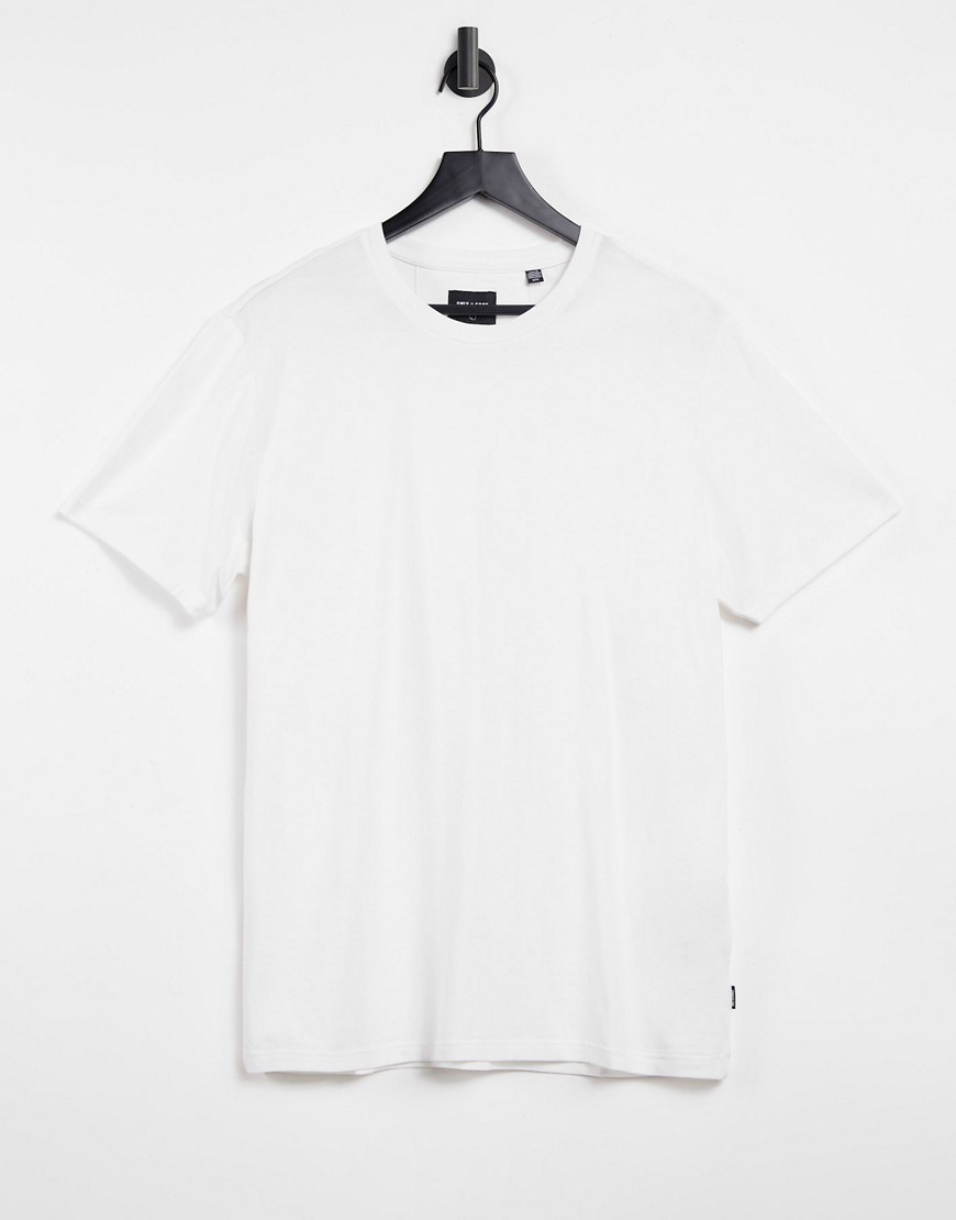 Only & Sons pique T-shirt in white