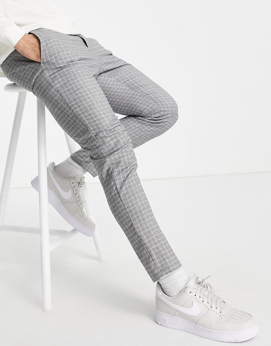 Only & Sons plaid pants in gray-Grey