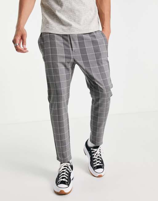 Drawstring hot sale plaid trousers