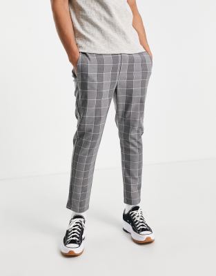 plaid pants men gray