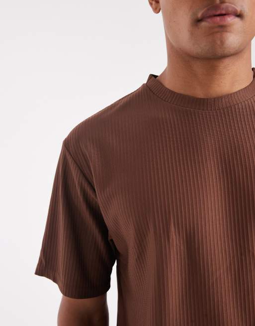 ONLY & SONS – Plisowany brązowy T-shirt oversize, część zestawu, 5 z 5