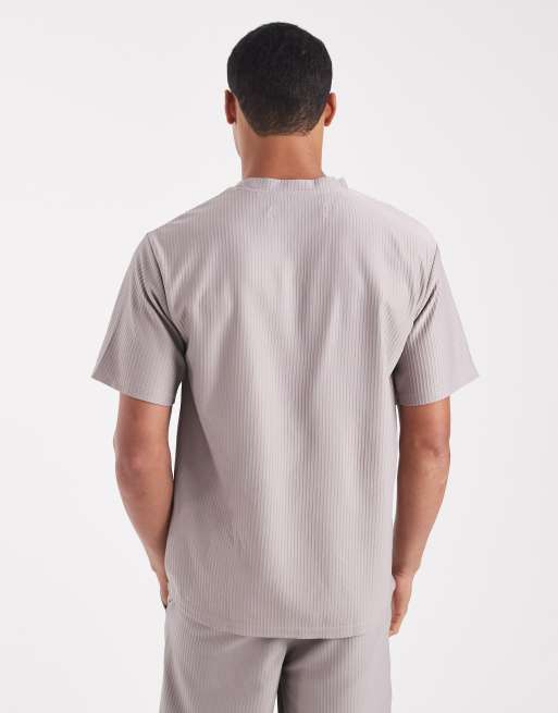 ONLY & SONS – Plisowany szary T-shirt oversize, część zestawu, 3 z 5