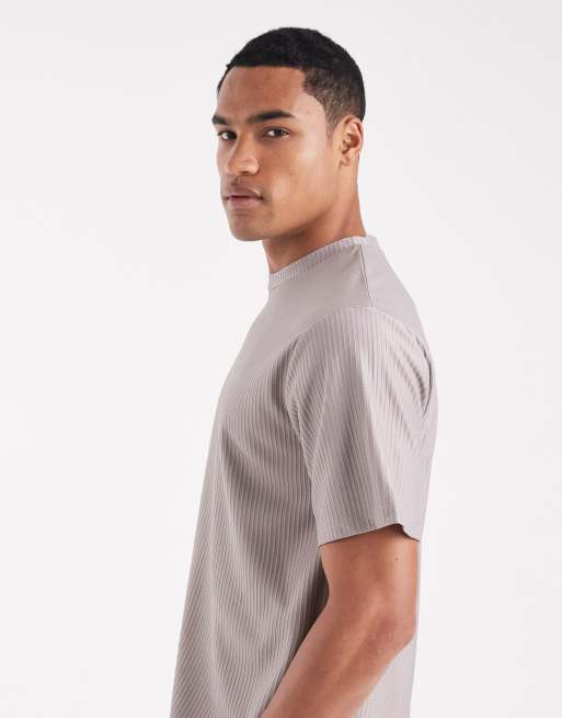 ONLY & SONS – Plisowany szary T-shirt oversize, część zestawu, 4 z 5