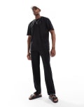 [ONLY & SONS] ONLY & SONS plisse loose pants in black (part of a set) XL Black