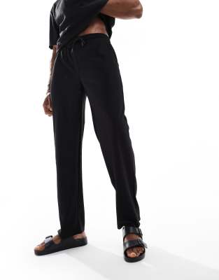 Only & Sons Plisse Loose Pants In Black