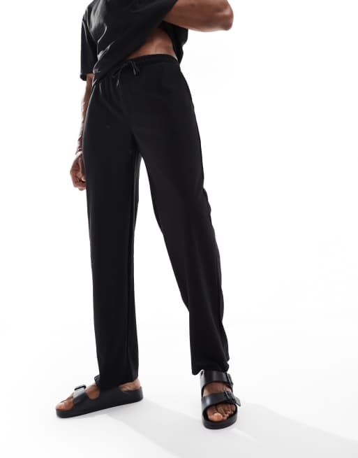 ONLY & SONS plisse loose pants in black - part of a set