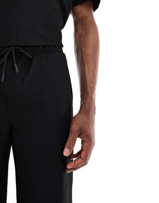 ONLY & SONS plisse loose pants in black - part of a set
