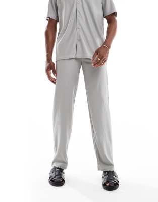 plisse loose pants in gray - part of a set