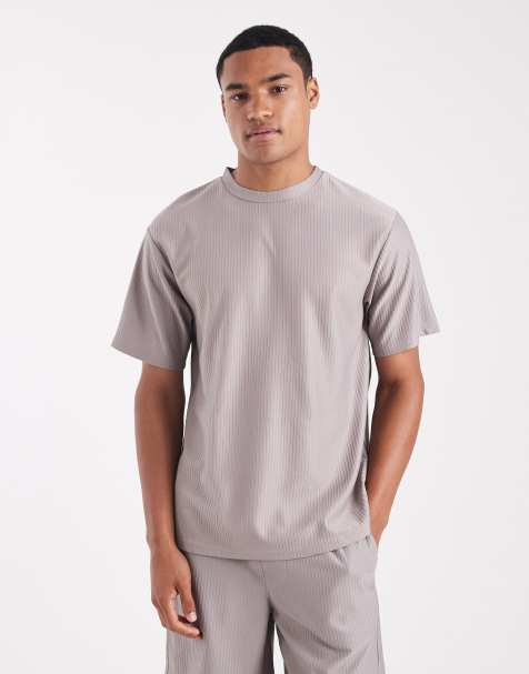 ONLY & SONS plisse oversized t-shirt co-ord in grey