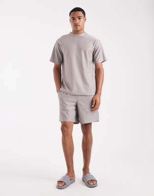 Only & Sons Plisse Oversized T-shirt In Gray