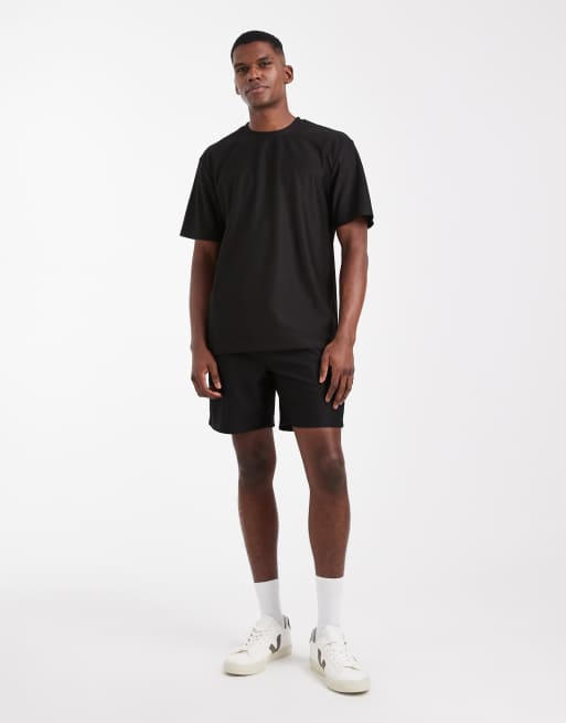 ONLY & SONS plisse pull on short co-ord in black, 2 of 5