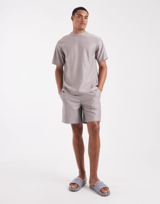 Only & Sons Plisse Pull On Shorts In Gray