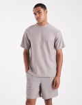 [ONLY & SONS] ONLY & SONS plisse pull on shorts in grey (part of a set) XS Zinc