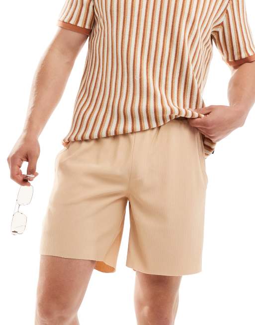 Only & Sons - Plissé short met elastische taille in beige