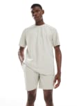 [ONLY & SONS] ONLY & SONS plisse shorts in beige (part of a set)-White S Moonstruck