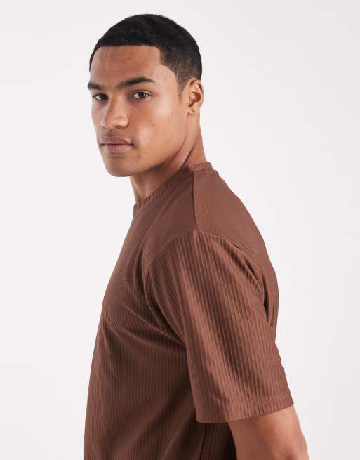 ONLY & SONS - Plisseret og oversized brun T-shirt - Del af sæt, 4 af 5