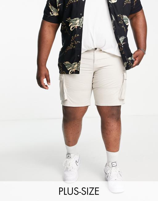 Only & Sons Plus – Beige cargoshorts med smal passform