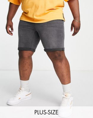 Only & Sons Plus denim shorts in grey