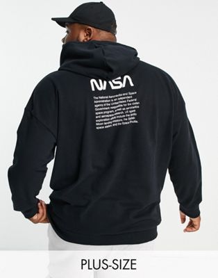 Only & Sons Plus oversized hoodie with NASA print in black