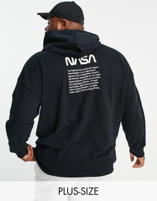 Only & Sons Plus oversized hoodie with NASA print in black