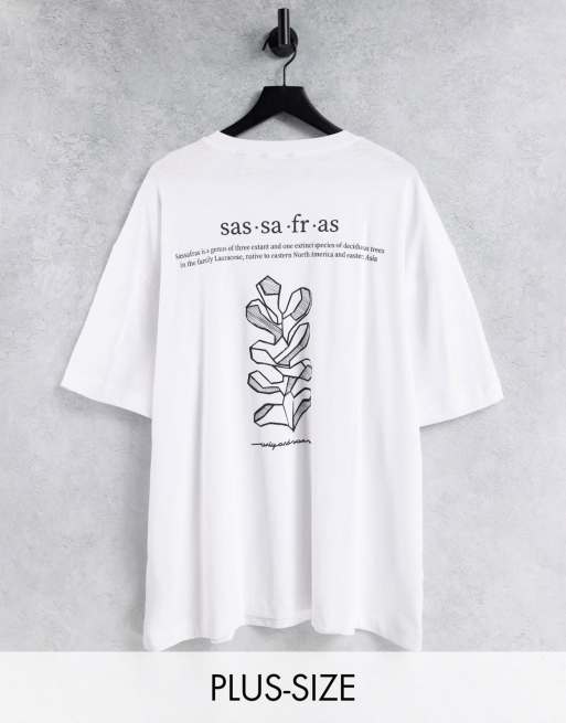 Only & Sons Plus oversized slub t-shirt with back print in white cotton 