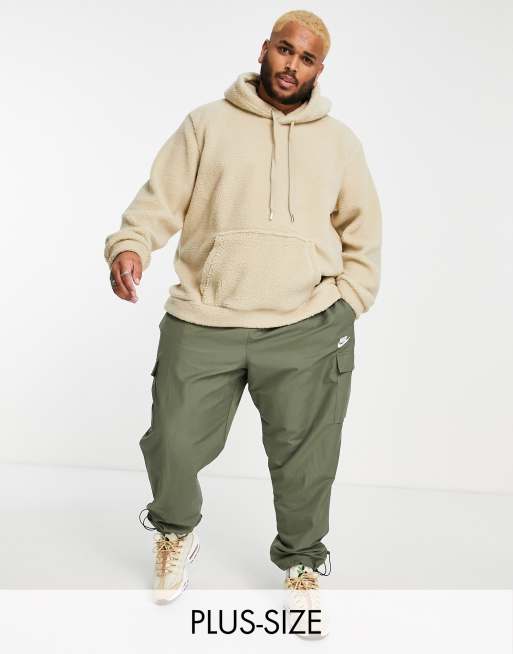 Oversized teddy hoodie with pockets - beige