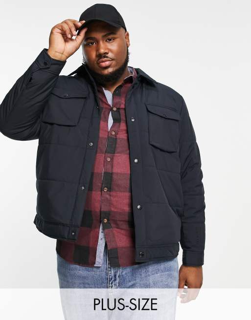 Only & Sons Plus padded worker jacket with chest pockets in navy ASOS