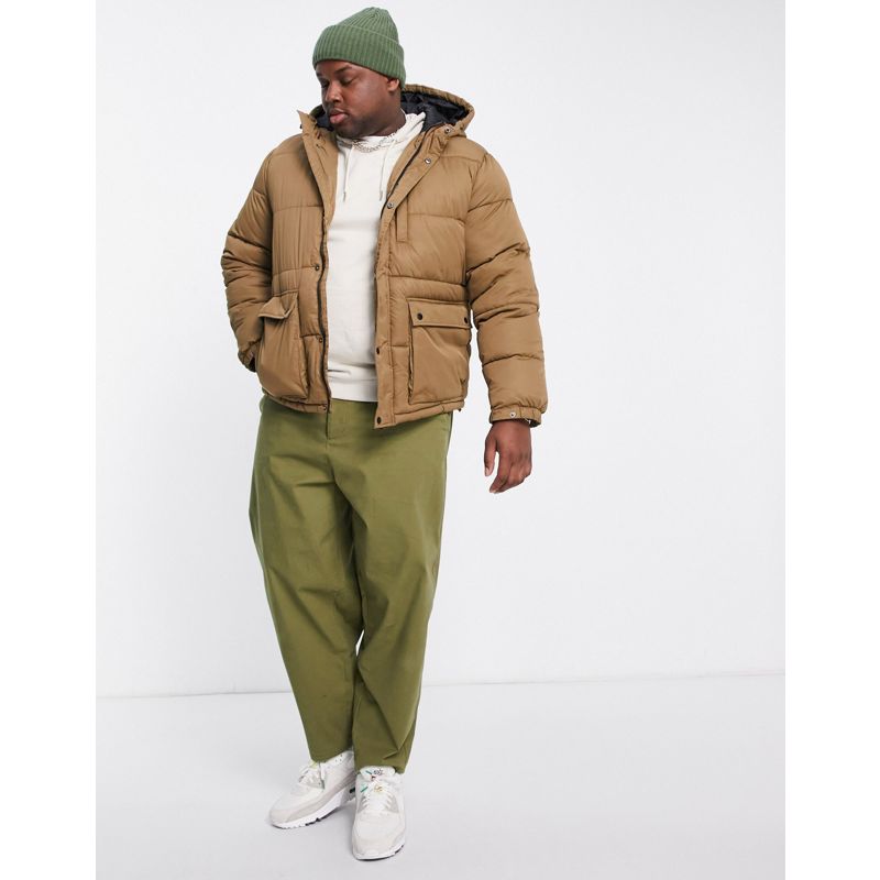 Uomo Giacche e cappotti Only & Sons Plus - Piumino color cuoio con cappuccio
